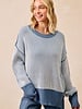 Bibi Two Tone Rib Knit Relaxed Fit Sweater Top