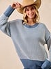 Bibi Two Tone Rib Knit Relaxed Fit Sweater Top