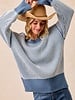 Bibi Two Tone Rib Knit Relaxed Fit Sweater Top