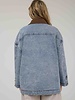 J.O.A. Contrast Collar Latch Hook Washed Denim Jacket