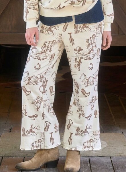 J.O.A. Western Print Elastic Waist Joggers