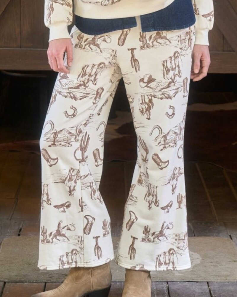 J.O.A. Western Print Elastic Waist Joggers