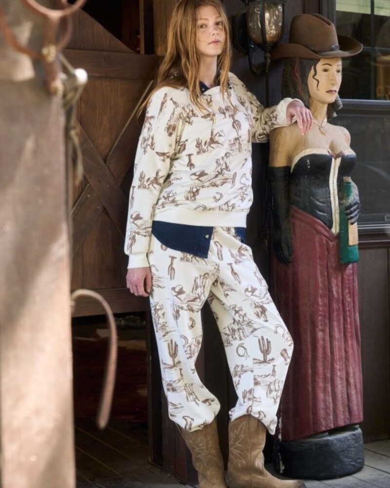 J.O.A. Western Print Elastic Waist Joggers