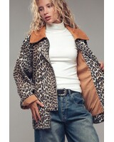 Urban Daizy Leopard Print Jacket w Corduroy Collar