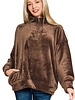 Faux Fur Half Zip Pocket Pullover