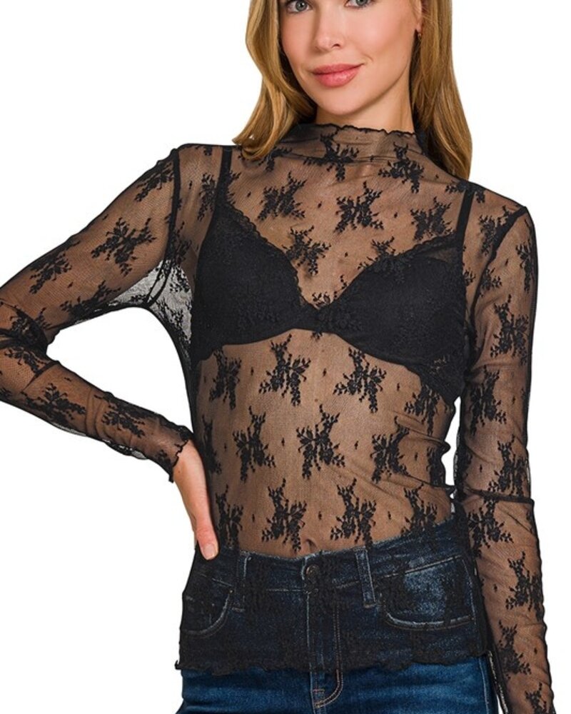 Lace See-Through Layering Top