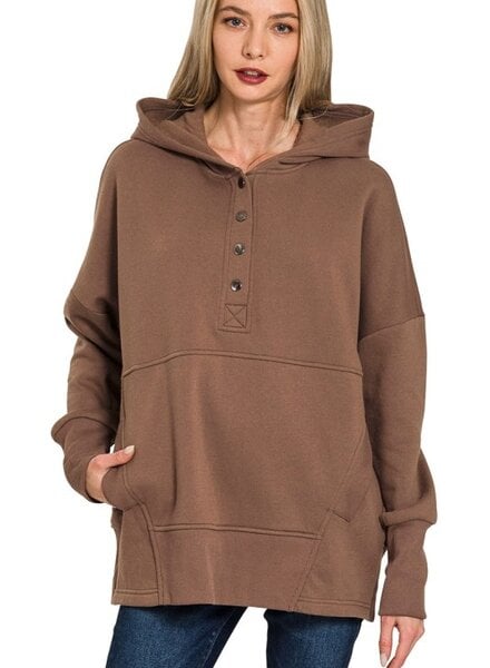 Fleece Half Snap Button Sweatshirt