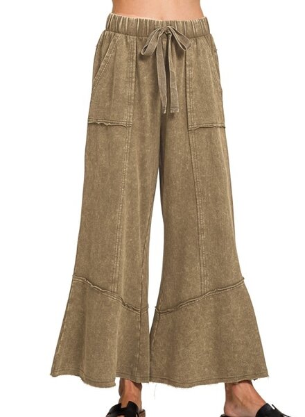 Flare Hem Pants W/Pockets