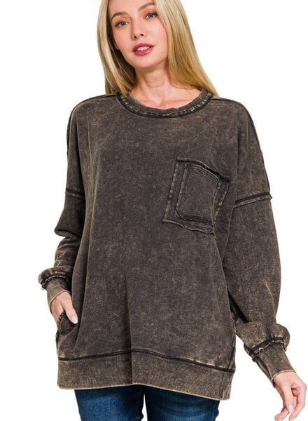 F/Terry Acid Wash Pullover