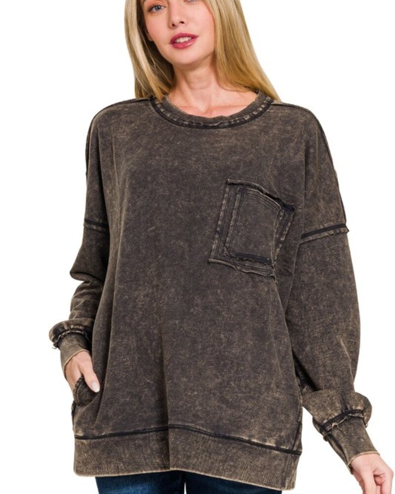 F/Terry Acid Wash Pullover