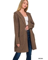 Hooded Open Front Sweater