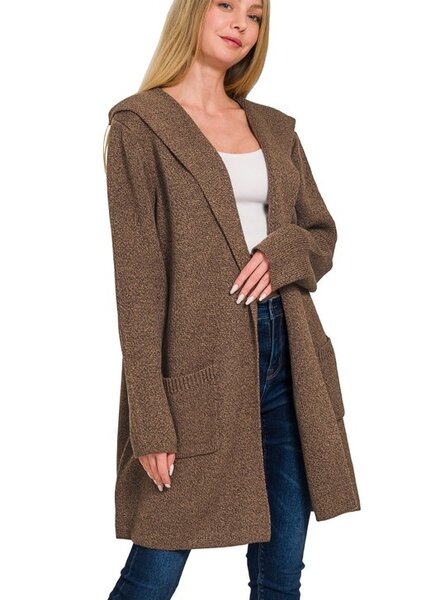 Hooded Open Front Sweater