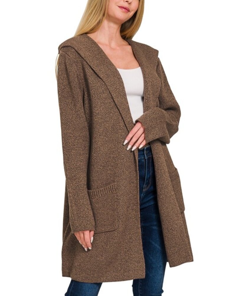 Hooded Open Front Sweater