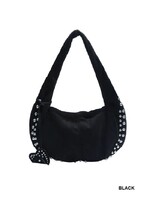 Faux Suede Studded Shoulder Bag