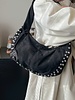 Faux Suede Studded Shoulder Bag