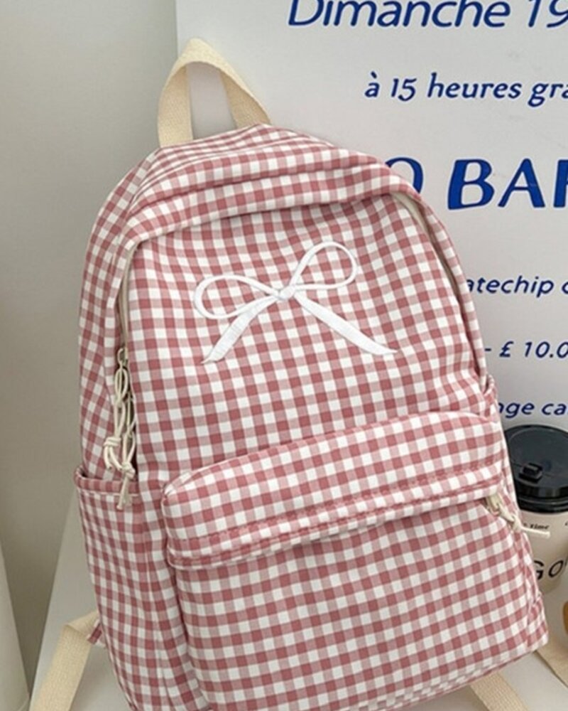 Coquette Bow Checkered Backpack