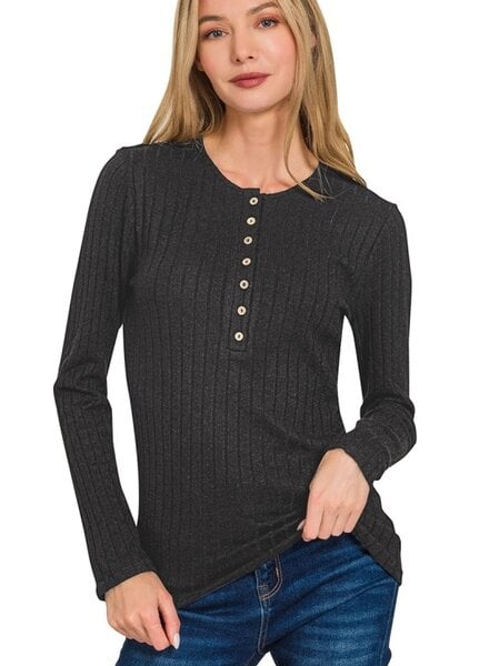 Ribbed Long Sleeve Button Down