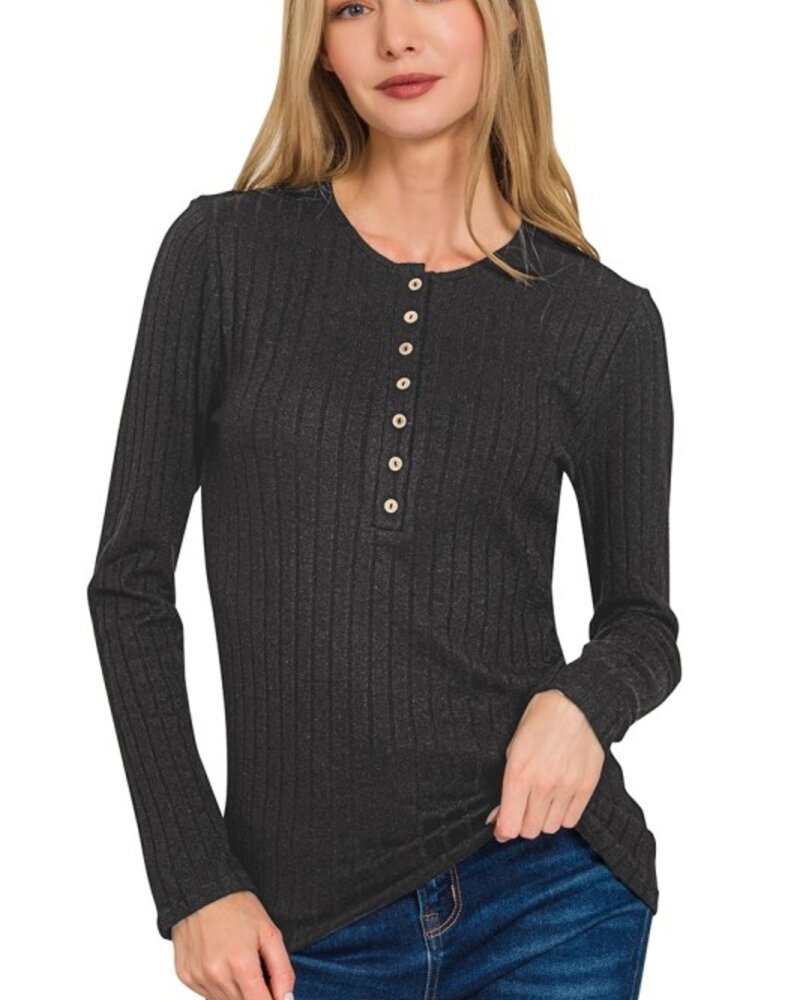 Ribbed Long Sleeve Button Down