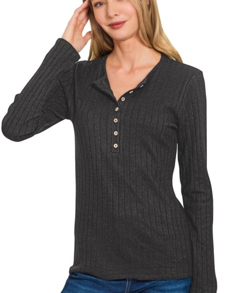 Ribbed Long Sleeve Button Down