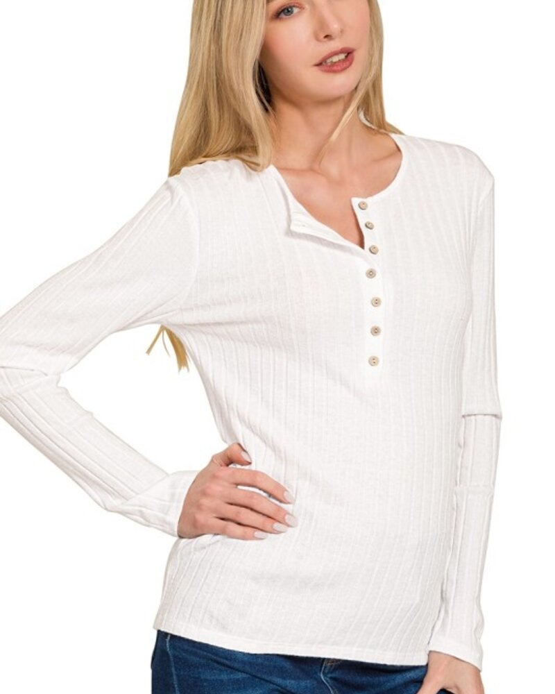 Ribbed Long Sleeve Button Down