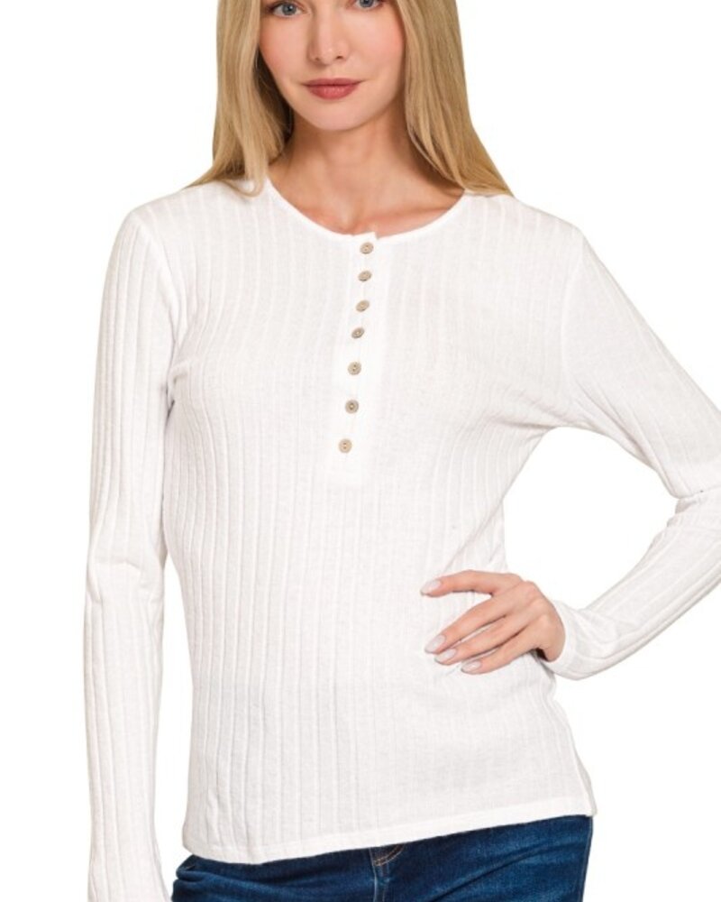 Ribbed Long Sleeve Button Down