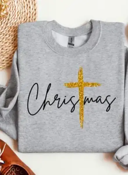 Lauras Closet Christmas W/Gold Cross Graphic