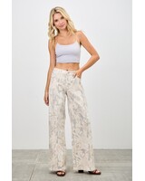 SAIGE Mid Rise Printed Wide Straight Leg Jeans