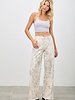 SAIGE Mid Rise Printed Wide Straight Leg Jeans