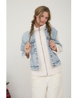 J.O.A. Mixed Media Zip Up Jacket