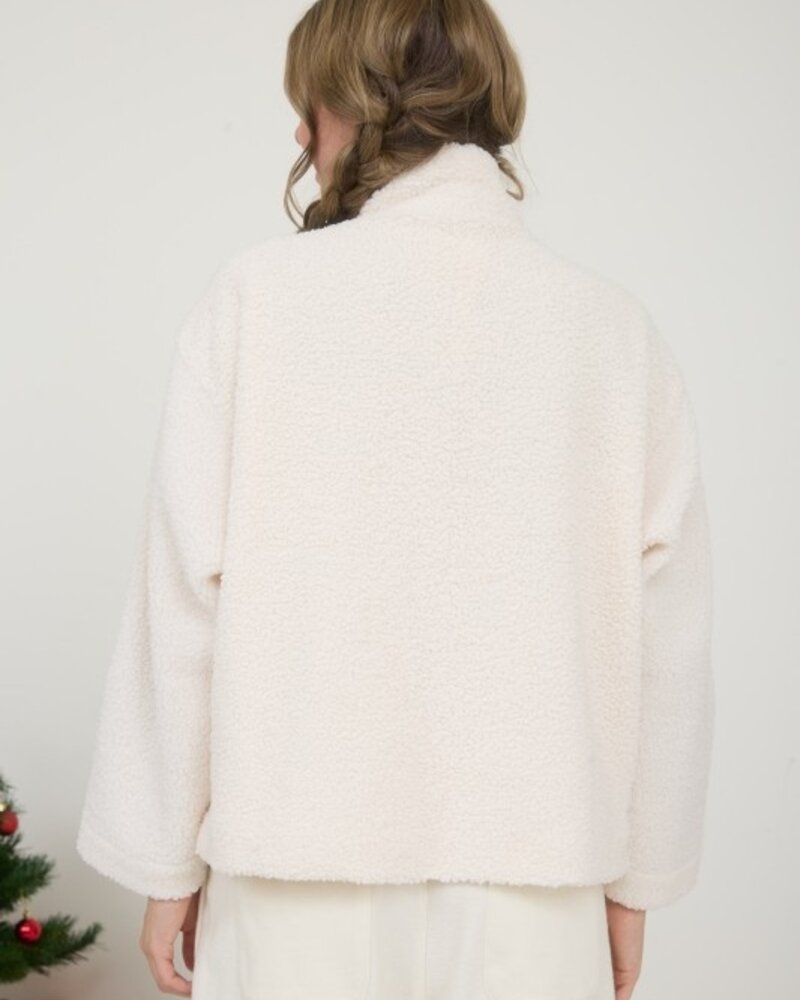 J.O.A. Mixed Media Zip Up Jacket