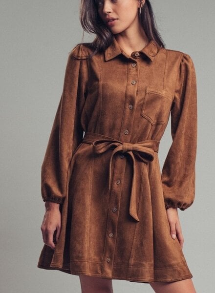Urban Daizy Suede Button-Down Belted Mini