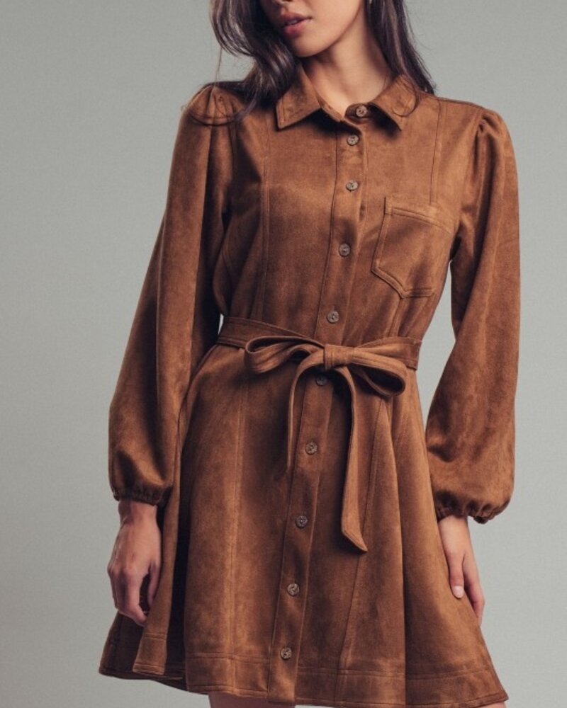 Urban Daizy Suede Button-Down Belted Mini