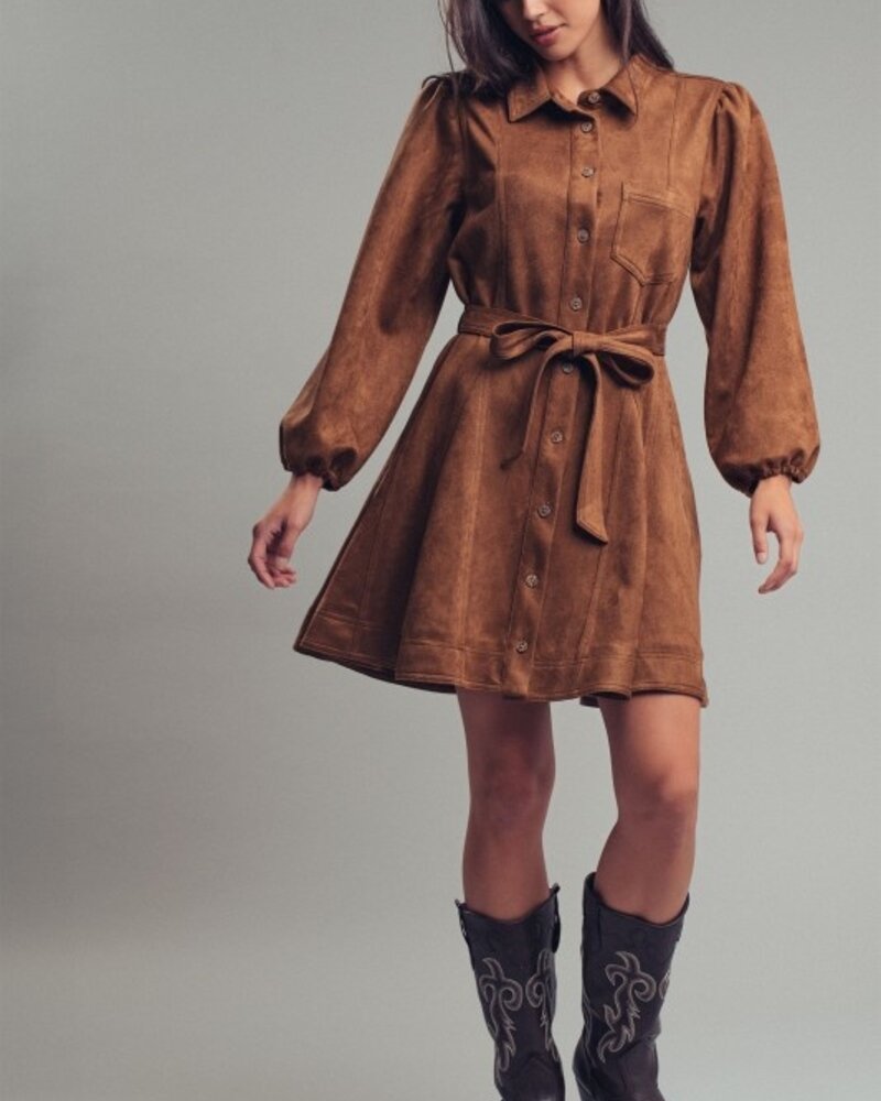 Urban Daizy Suede Button-Down Belted Mini