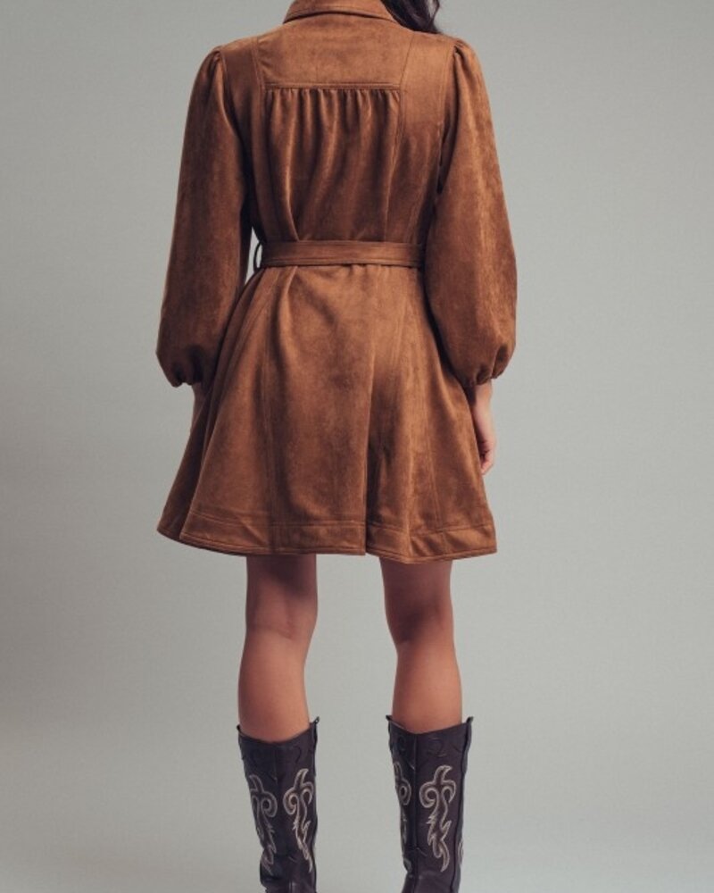 Urban Daizy Suede Button-Down Belted Mini