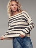 Urban Daisy Striped Boatneck Cropped Sweater