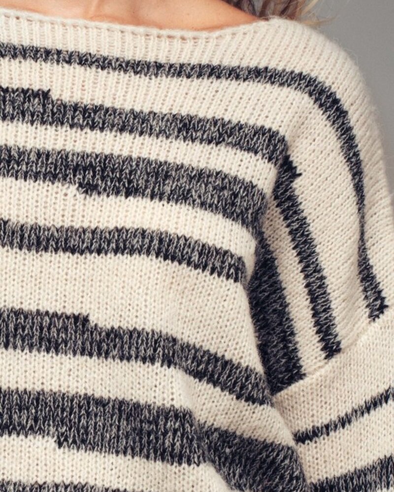 Urban Daisy Striped Boatneck Cropped Sweater