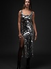 Blu Pepper Side Slit Sequin Midi Dress