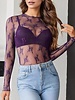 La Roseason Lace Mesh Sheer Top