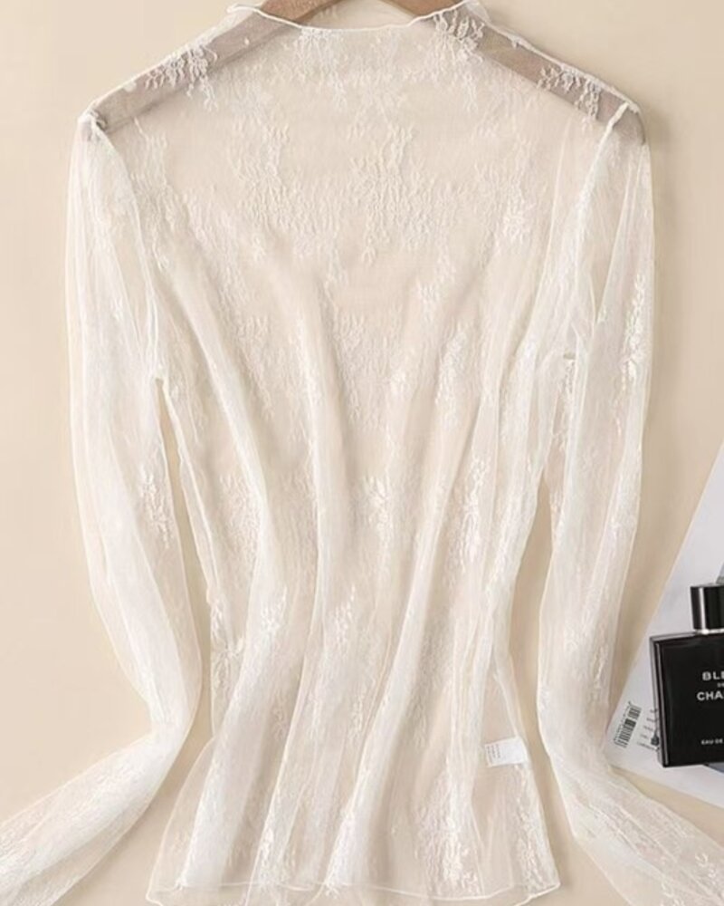 La Roseason Lace Mesh Sheer Top