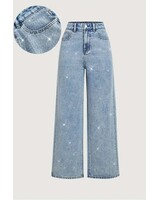 La Roseason Denim Rhinestone Straight-Leg Jeans