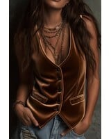 La Roseason Western Velvet V-Neck Button up Vest