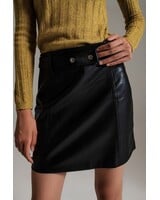 Q2 Black Straight Faux Leather Mini Skirt With Belt