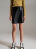 Q2 Black Straight Faux Leather Mini Skirt With Belt