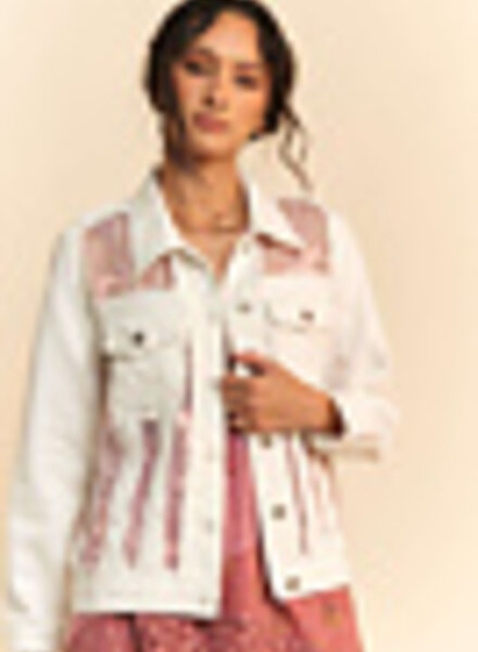 Davi&Dani Floral embroidered pannel detail denim jacket