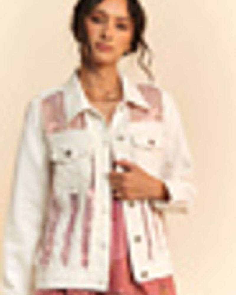Davi&Dani Floral embroidered pannel detail denim jacket