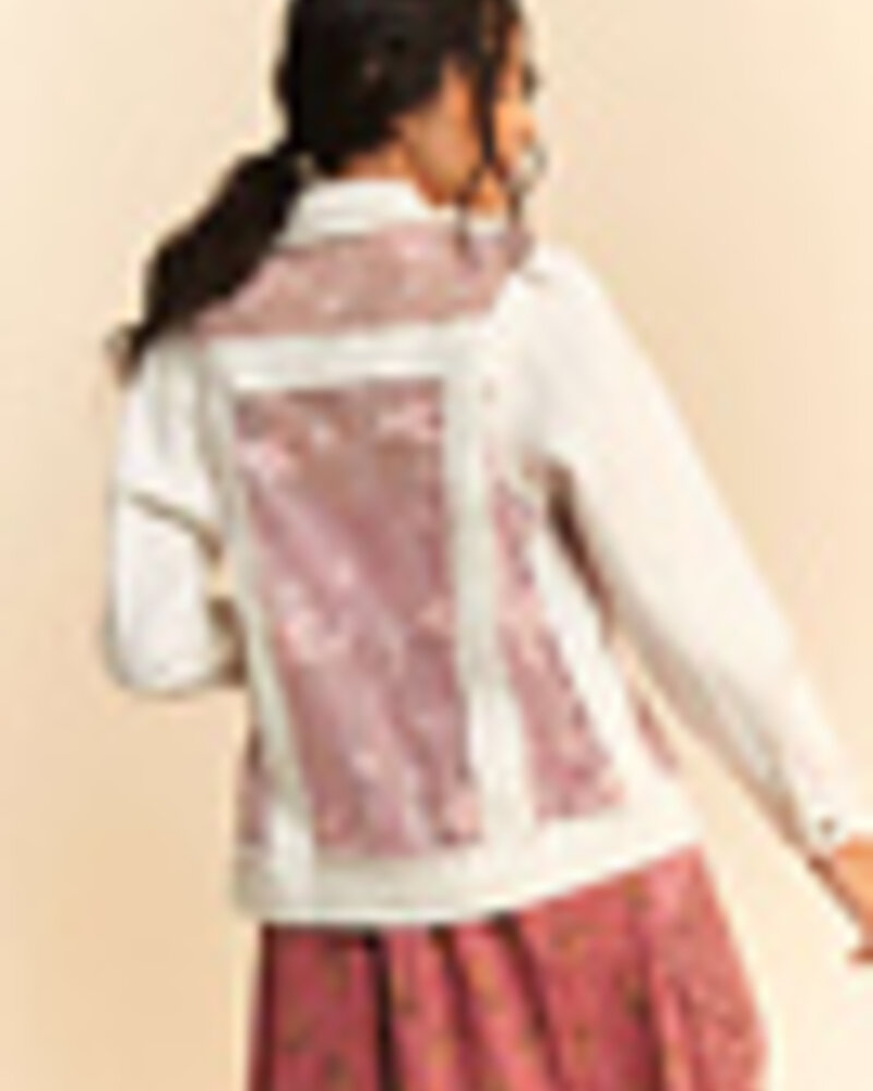 Davi&Dani Floral embroidered pannel detail denim jacket