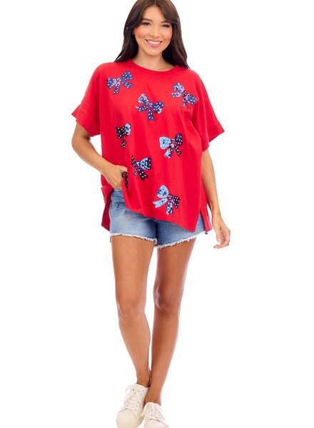 Mud Pie Americana Sparkle Bow Top