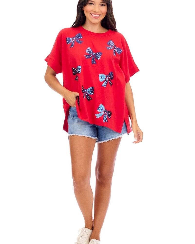 Mud Pie Americana Sparkle Bow Top