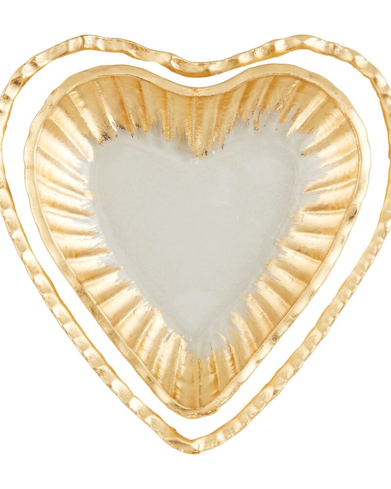 Mud Pie Gold Edge Heart Tidbit Tray Set
