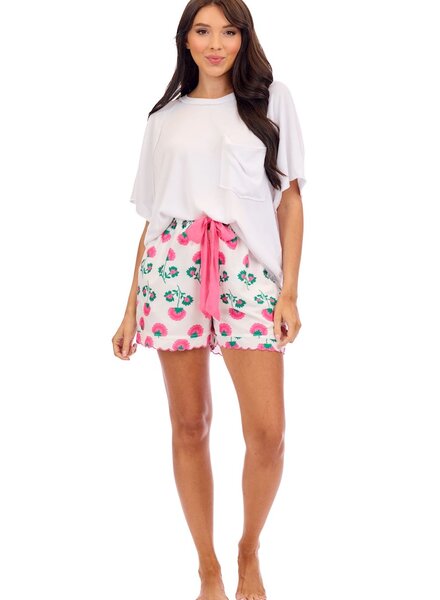 Mud Pie Pink Floral Pajama Shorts